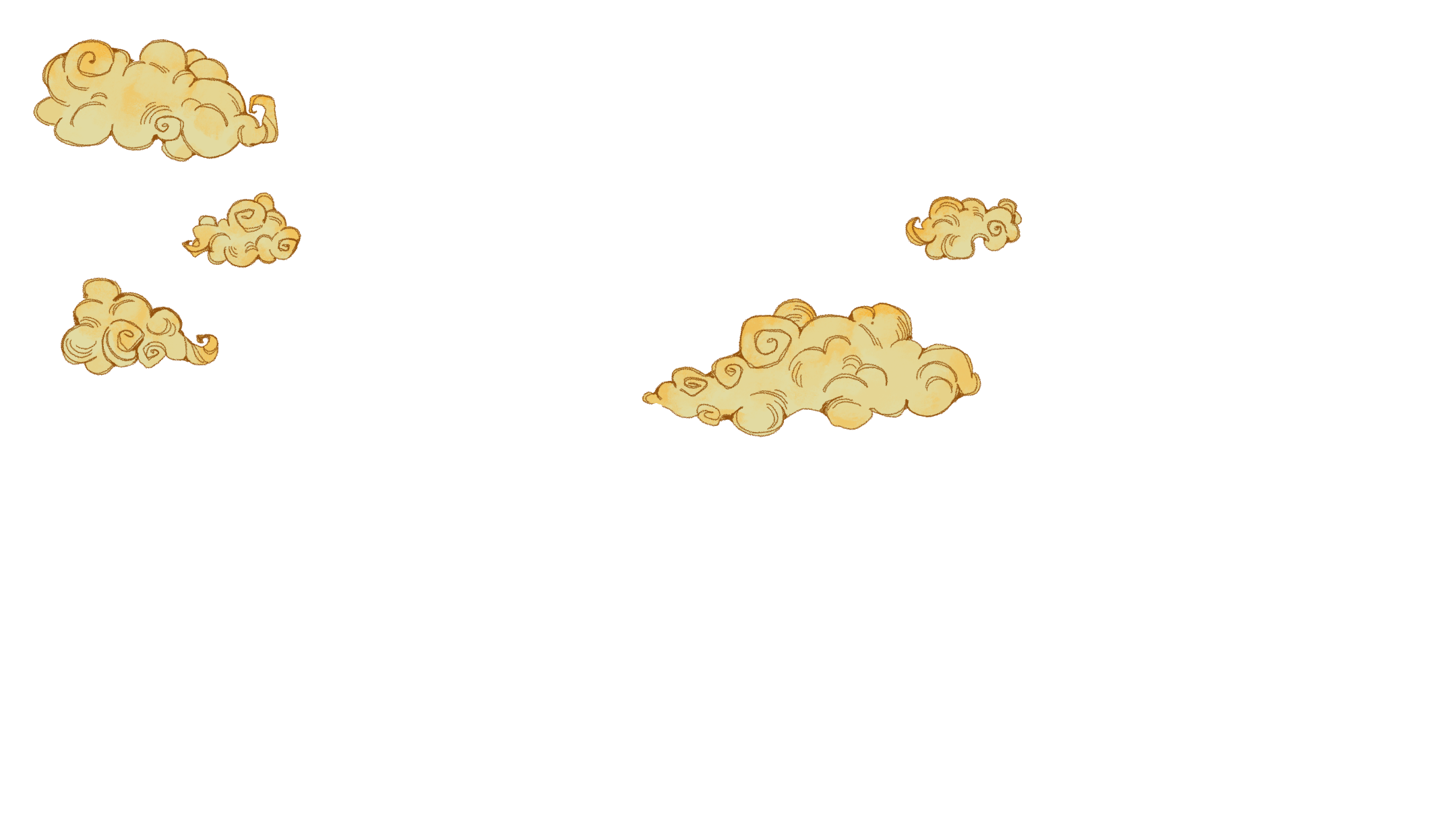 Fluffy clouds drifting across the sky.