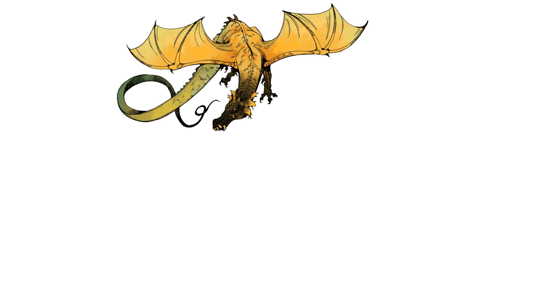 A fierce dragon soaring through the sky.